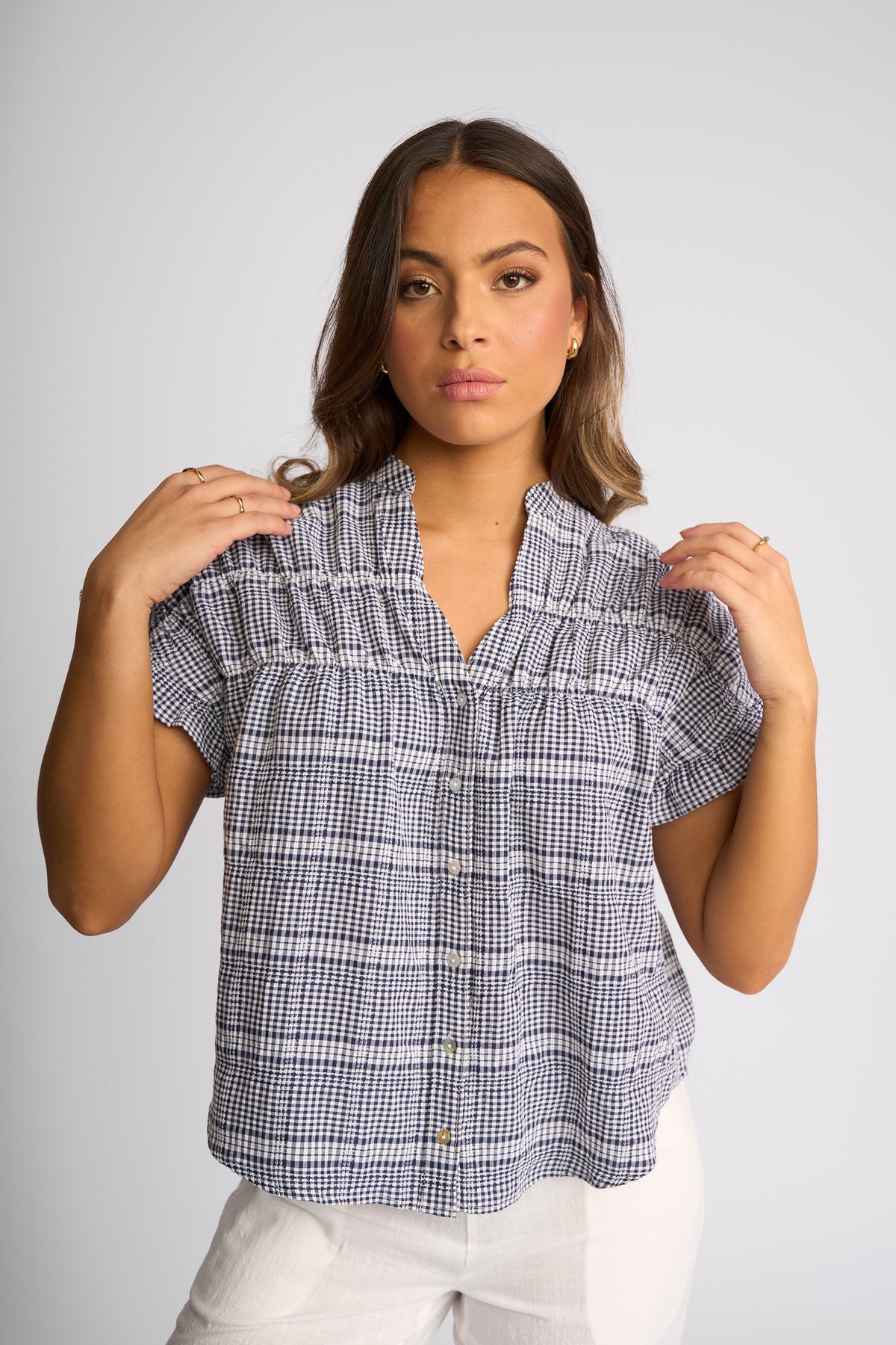 Addison Top / Ink Gingham