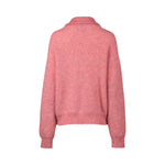 Relaxed Fit Half Zip Sweater with Collar - Rose Pink