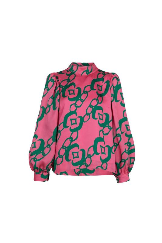Calling Your Puff Blouse - Pink & Green