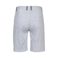 Slim Leg Above Knee Short with Contrast Trim - Ink/White Stripe