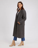 Becky Houndstooth Coat - Charcoal