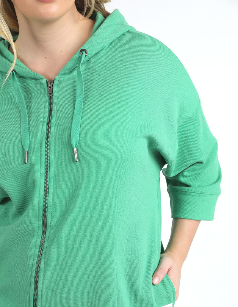 Beachy Zip Hoodie - Green Briar