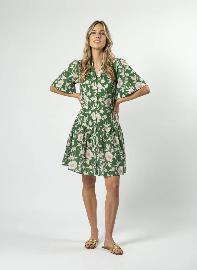 Lena Dress - Vintage Green Floral