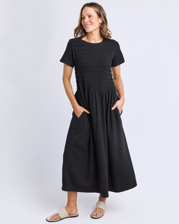 Lola Shirred Dress - Black