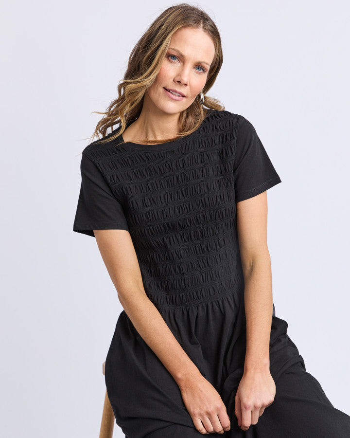 Lola Shirred Dress - Black