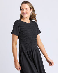 Lola Shirred Dress - Black