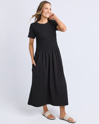 Lola Shirred Dress - Black
