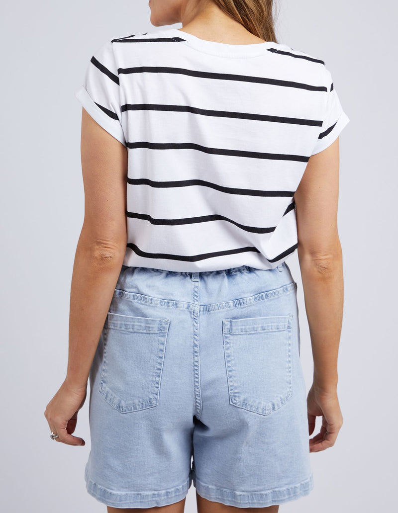 Manly Stripe Tee - White with Black Stripe