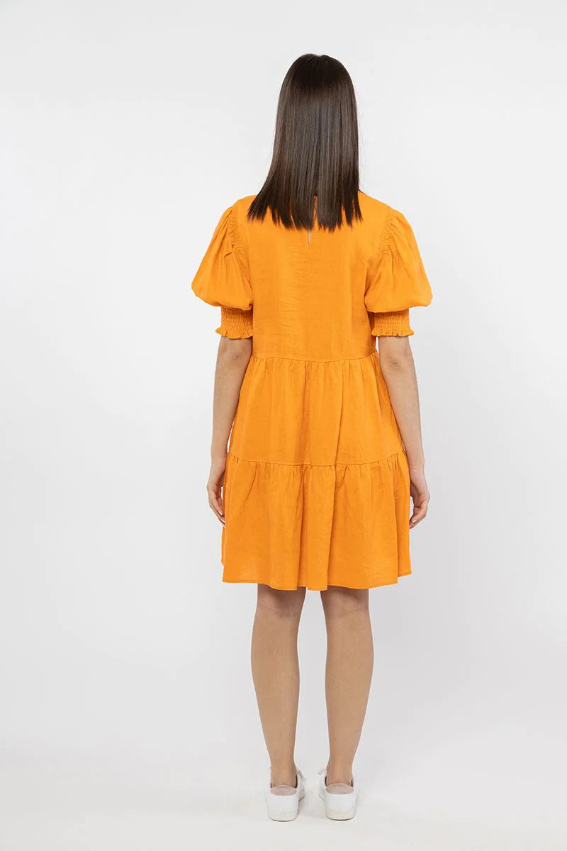 Luminous Mini Dress - Orange Linen
