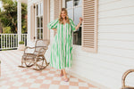 Spritz Stripe Dress - Green Briar/White Stripe