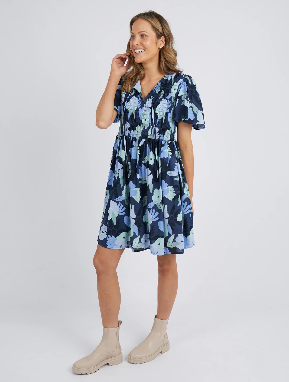 Magnolia Dress - Navy Magnolia Print