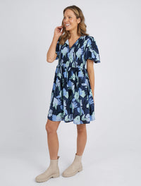 Magnolia Dress - Navy Magnolia Print