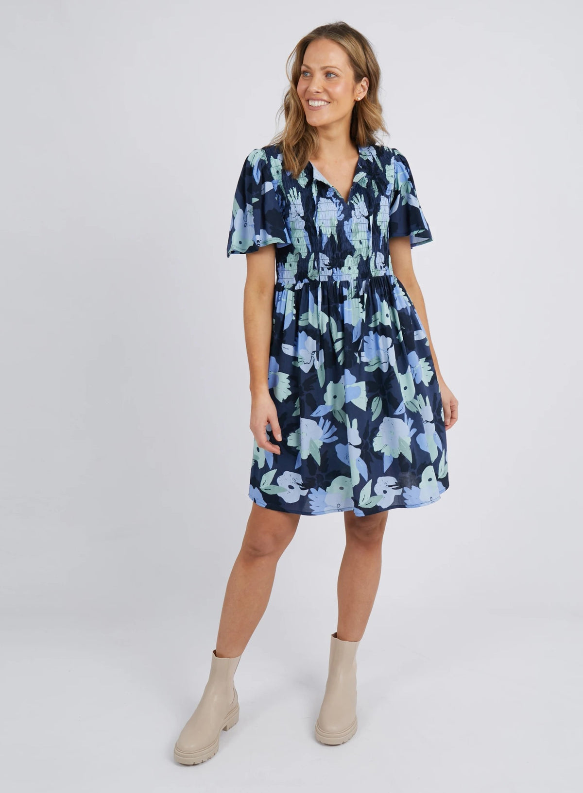Magnolia Dress - Navy Magnolia Print