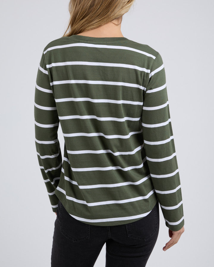Manly Vee Stripe L/S Tee - Khaki