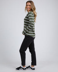 Manly Vee Stripe L/S Tee - Khaki