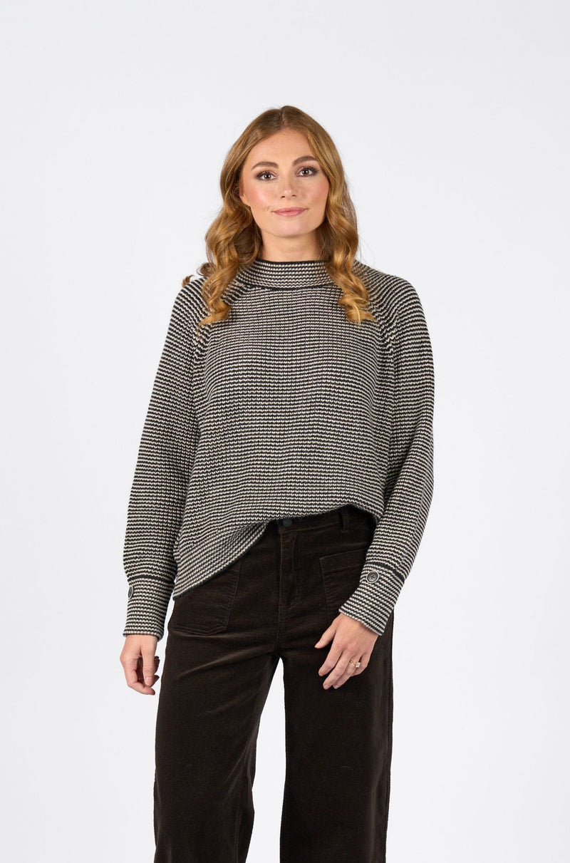 Mia Sweater - Black/Oatmeal