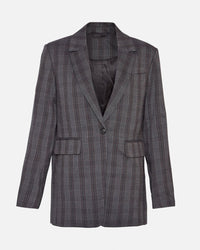 Calile Loose Blazer Check - Dark Grey