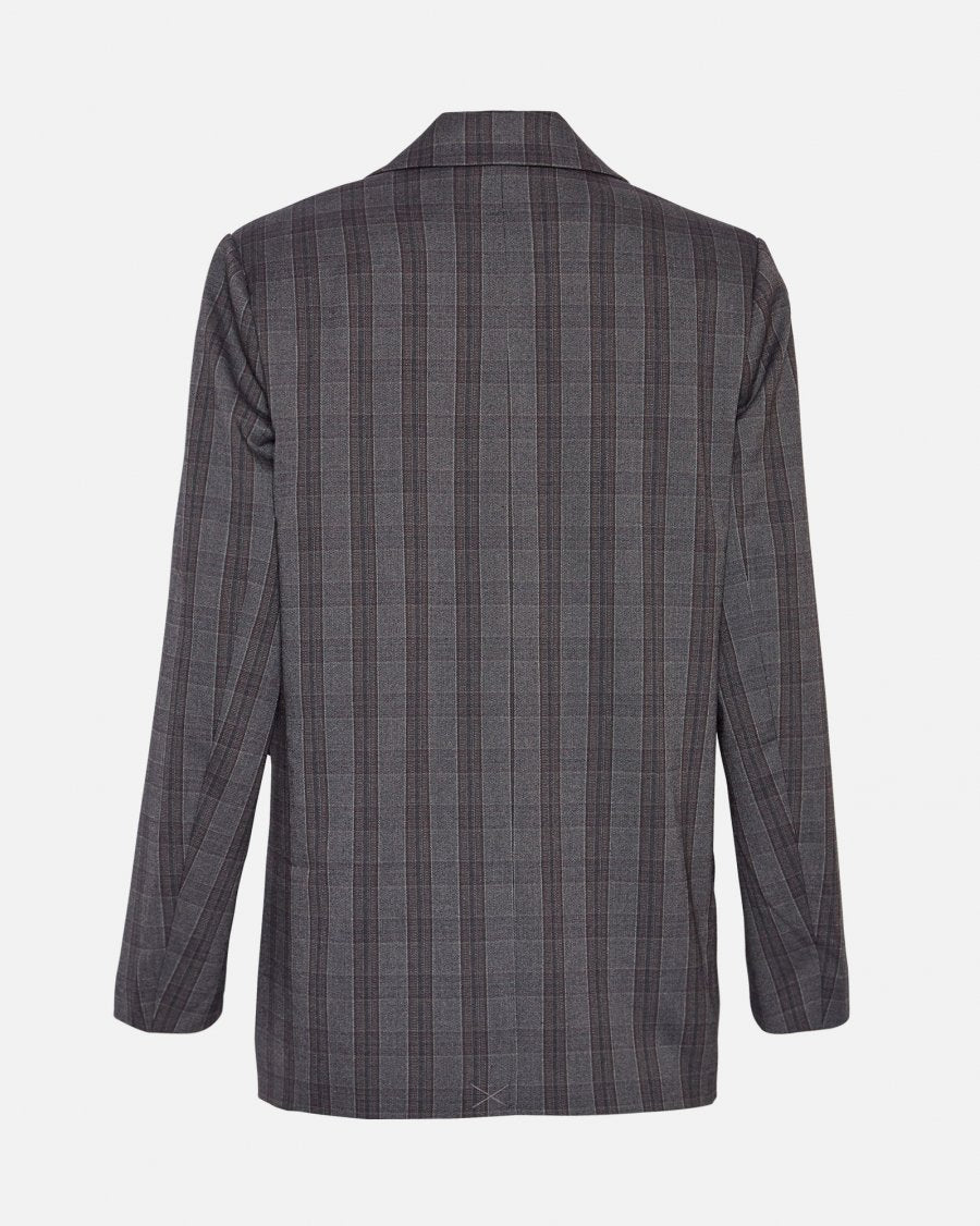 Calile Loose Blazer Check - Dark Grey