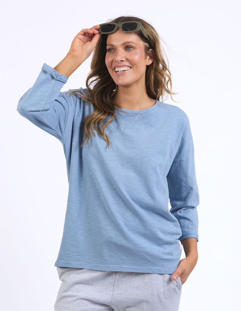 Annie 3/4 Slv Tee - Steel Blue