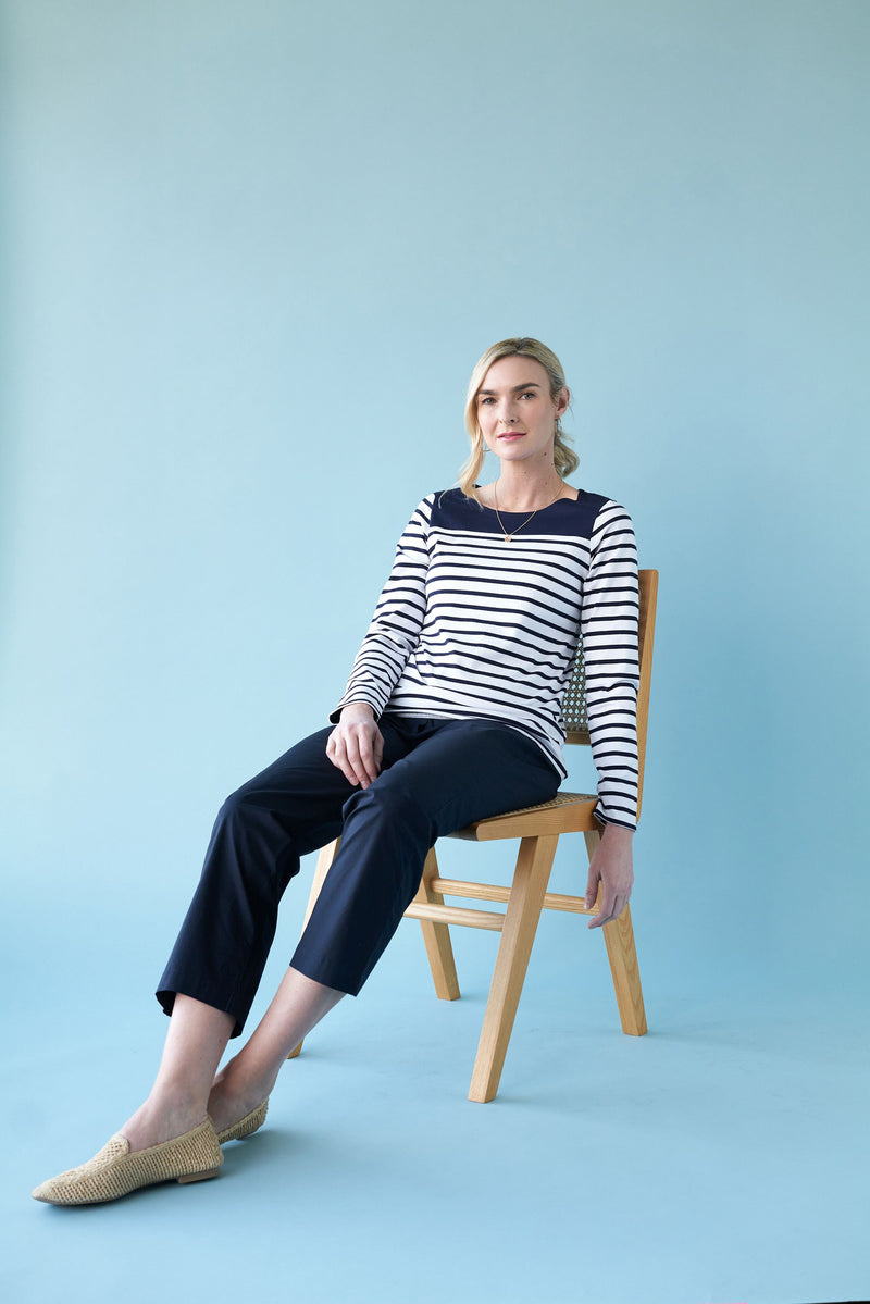 Lyttlelton Top - Navy Stripe Mix