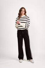 Wide Leg Full Length Pull On with Side Stripe Detail - Black 2.0