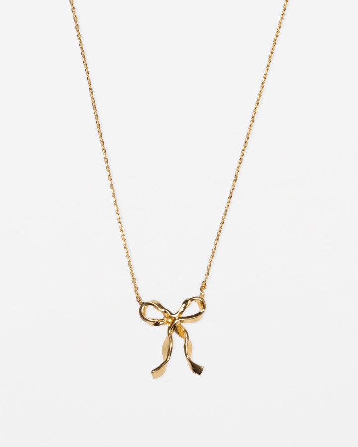 Necklace Gold Ribbon Bow