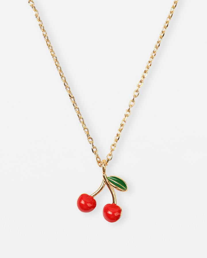 Necklace Gold Red Cherries
