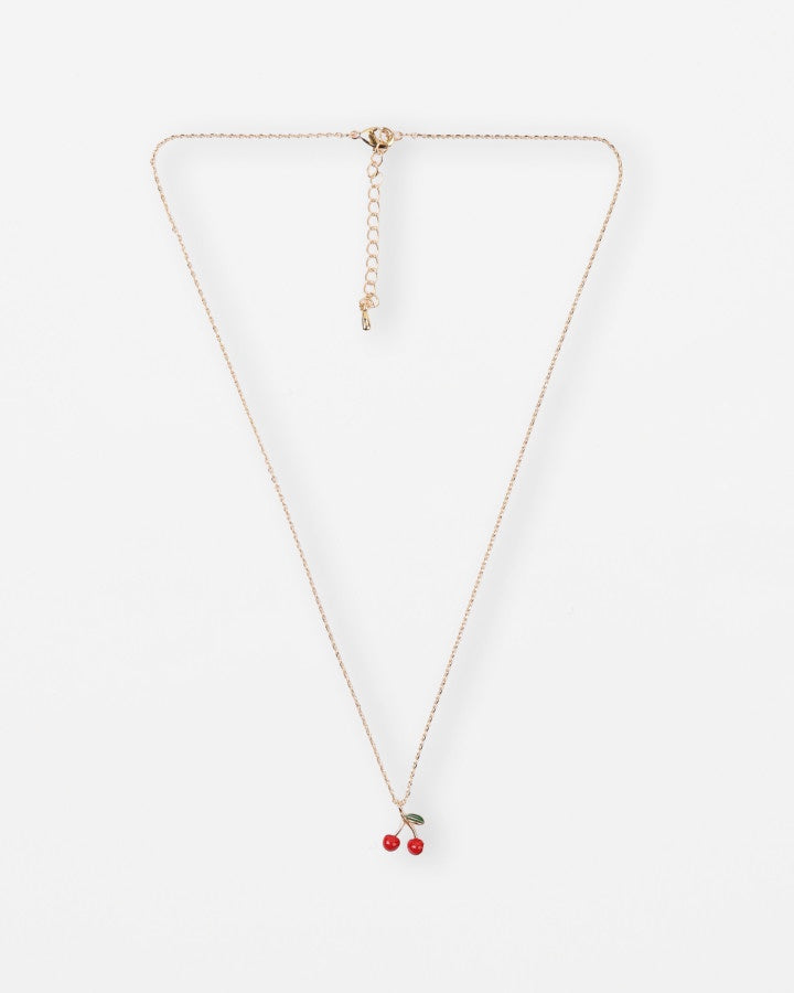 Necklace Gold Red Cherries