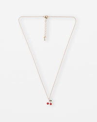 Necklace Gold Red Cherries
