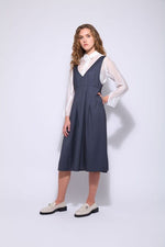 The Hepburn Pinafore - Steel Stripe