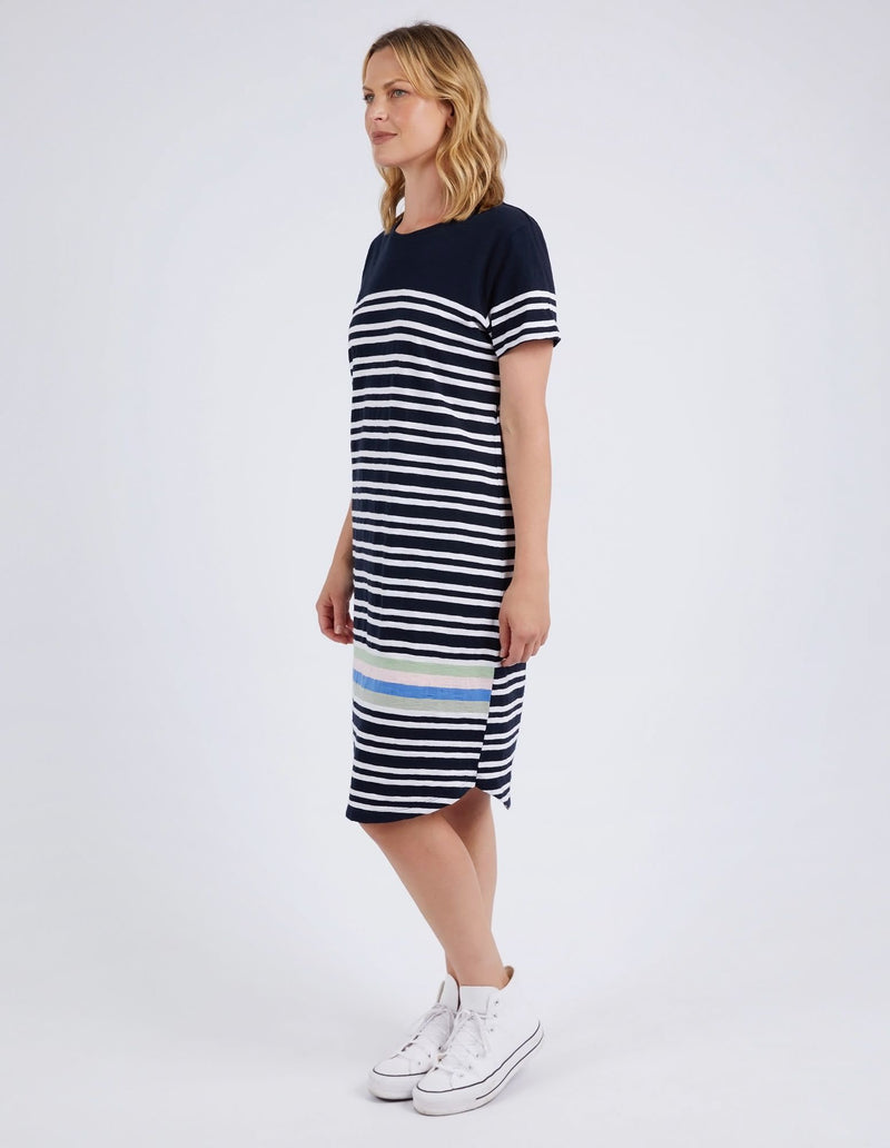 Aligner Tee Dress - Navy & White Stripe