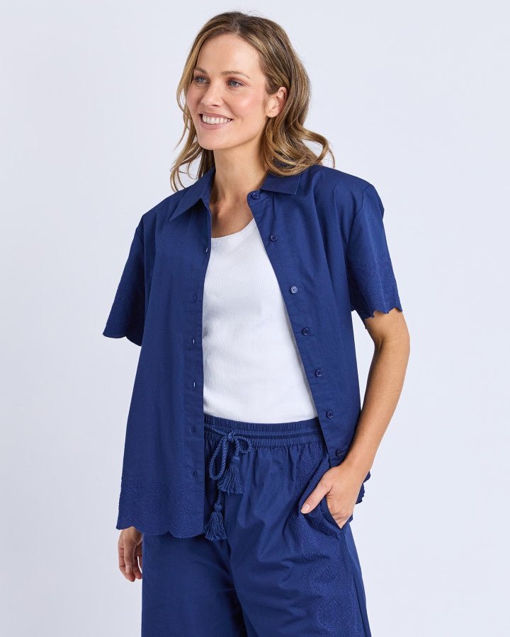 Odette Broderie Shirt - Depth Blue
