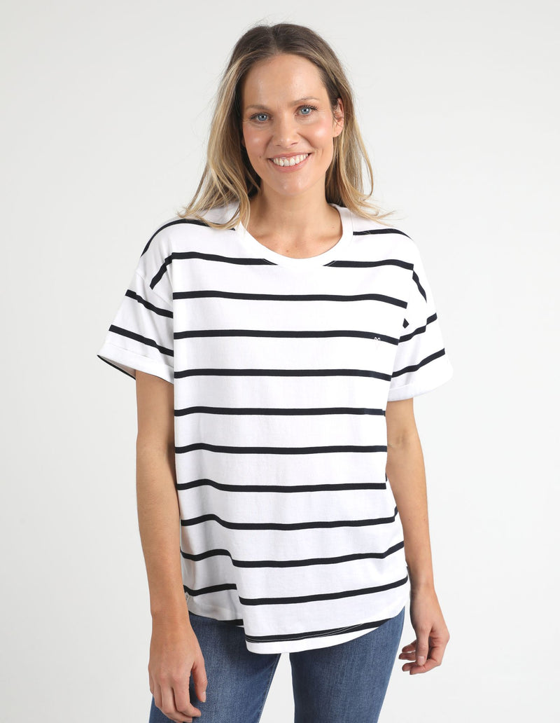 Halli S/S Tee - White/Navy Stripe