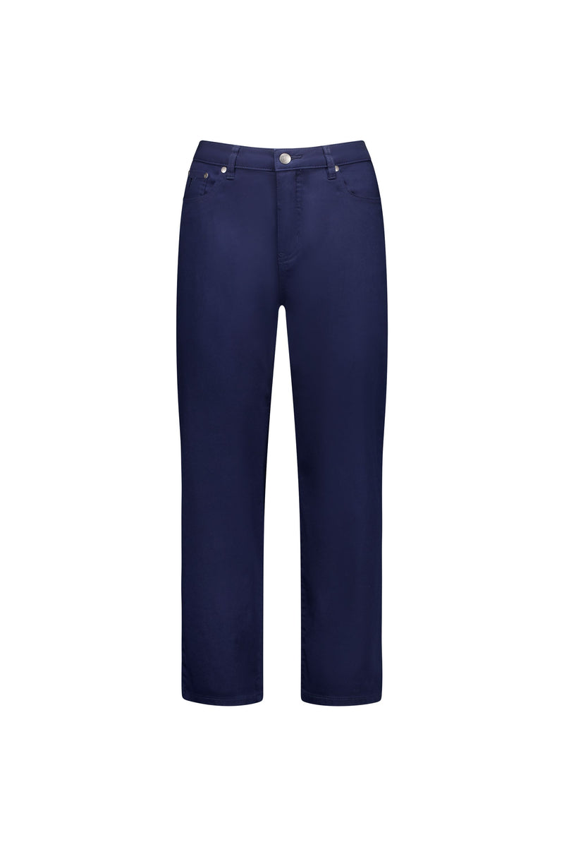 Plain Lightweight Slim Leg 7/8 Length Pant - Navy