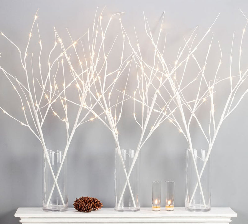 Faux Light Branches - Set of 6 - White