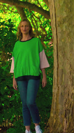 Mazie Colour Block Sweat - Green Briar