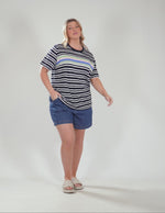 Aligner Tee - Navy and White Stripe