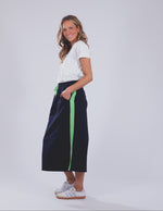 Brunch Skirt - Side Tape - Navy with Neon Green Tape