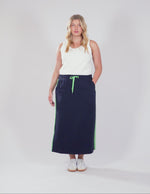 Brunch Skirt - Side Tape - Navy with Neon Green Tape