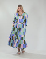 Odyssey Midi Dress - Blue/Green Print