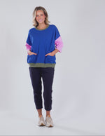 Mazie Colour Block Sweat - China Blue/Pretty Pink/Clover