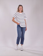 Halli S/S Tee - White/Navy Stripe