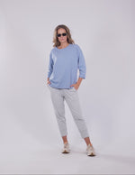 Annie 3/4 Slv Tee - Steel Blue