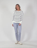 Farrah Stripe Long Sleeve - White/Navy Stripe