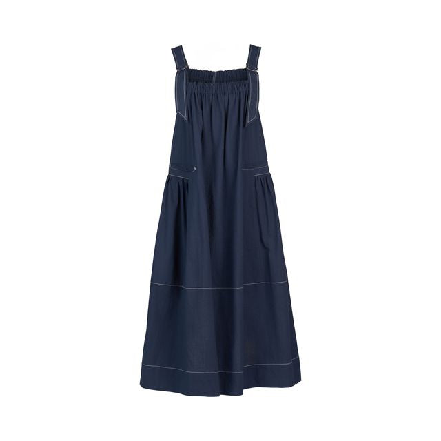Sleeveless Balloon Dress with Front Pockets - Ink