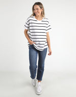 Halli S/S Tee - White/Navy Stripe