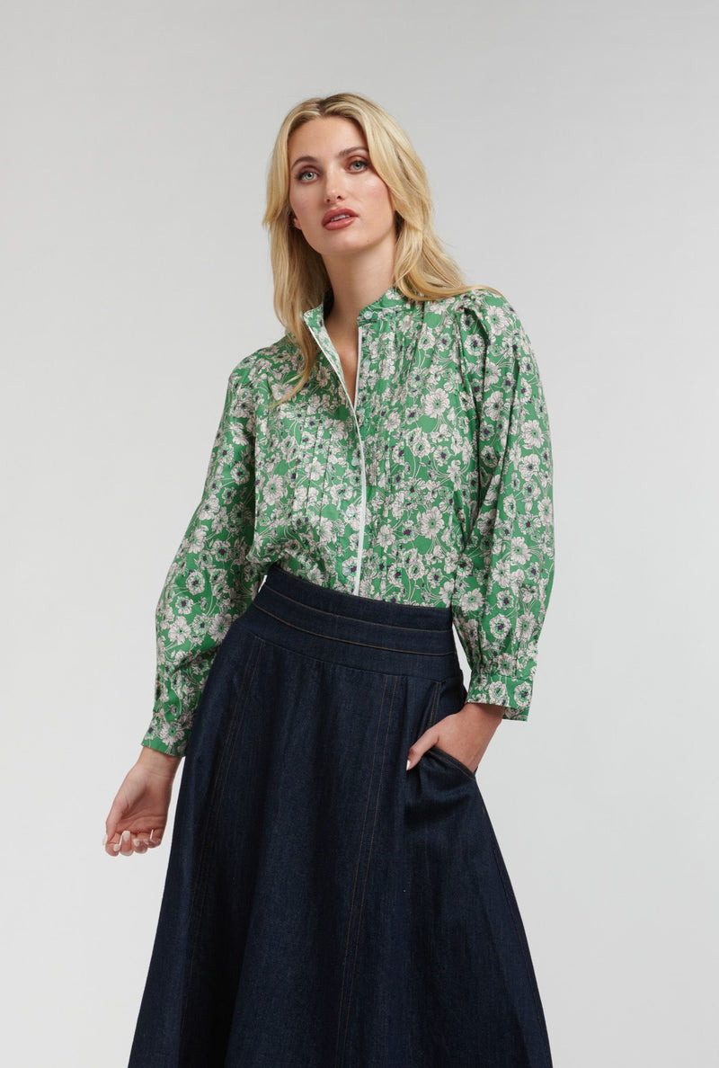 Penny Lane Shirt - Green Floral