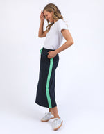 Brunch Skirt - Side Tape - Navy with Neon Green Tape