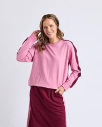 Sloane Fleece Crew - Quartz Pink/Plum Trim