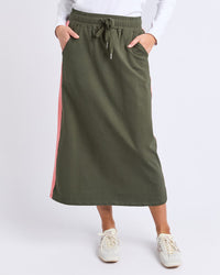 Sloane Fleece Skirt - Basil/Cosy Coral Trim